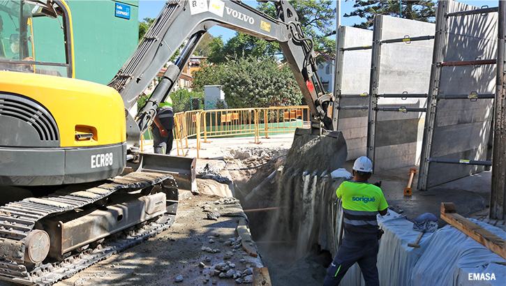 Desarrollo de las obras en el tramo norte de la calle Leopardi.